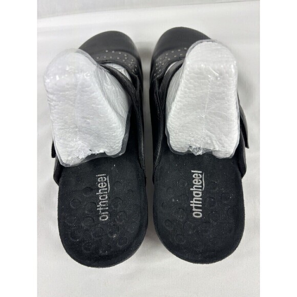 Orthaheel Airlie Mules Clogs Slip On Black Leather Size 9 Arch Support Orthotic - Picture 4 of 8